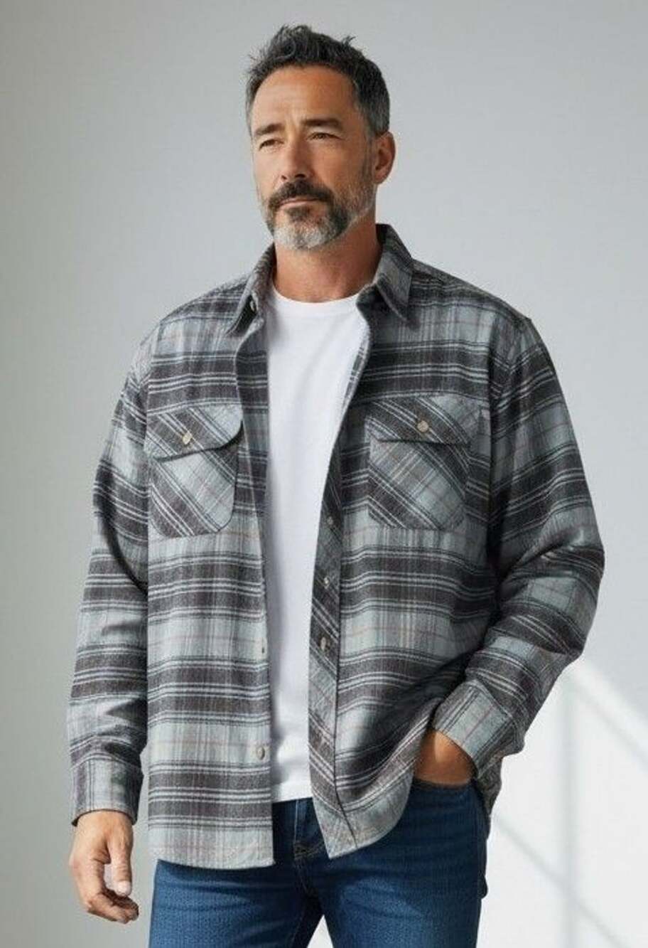 Backpacker Stretch Flannel Shirt Size XL Light Teal Plaid